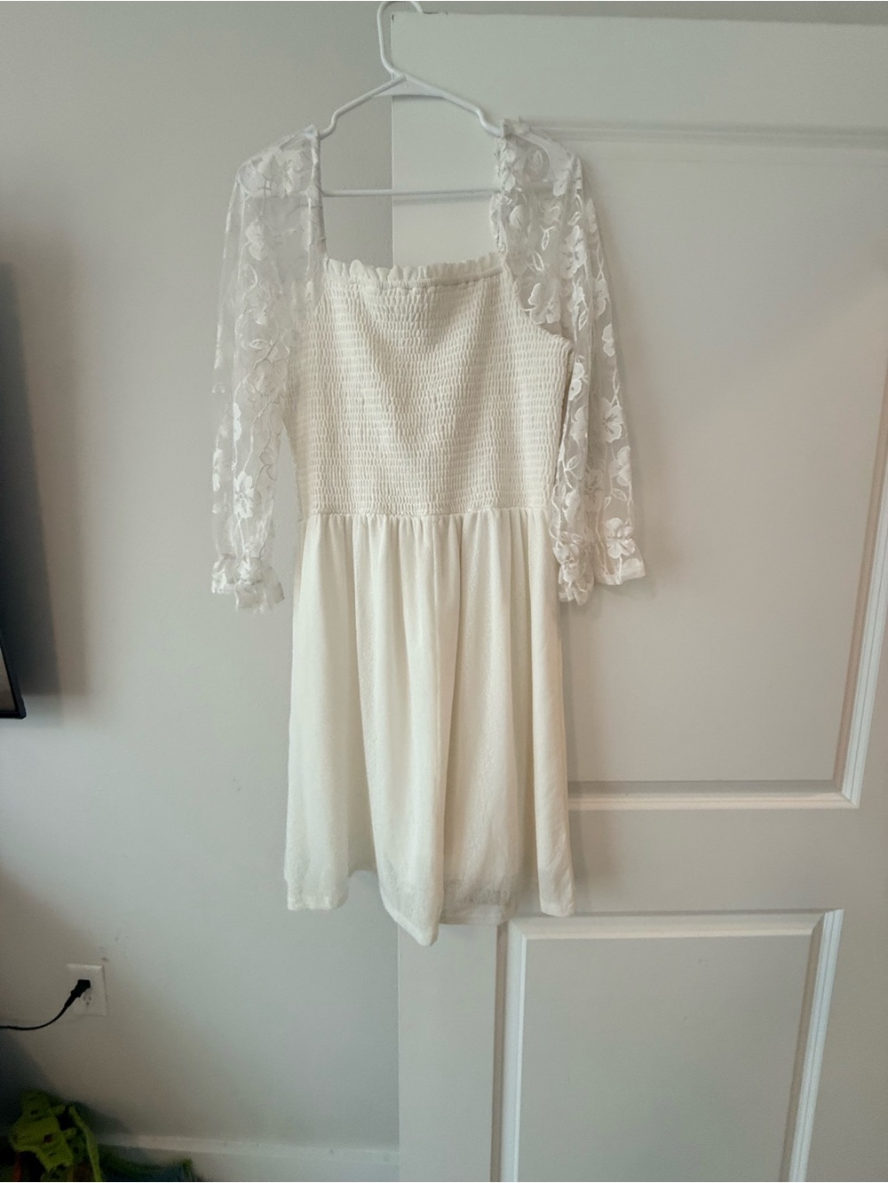 Sirenlily White Lace Smocked Mini Dress Size XL | Cottagecore Coquette Bridal♥️ - Picture 6 of 6